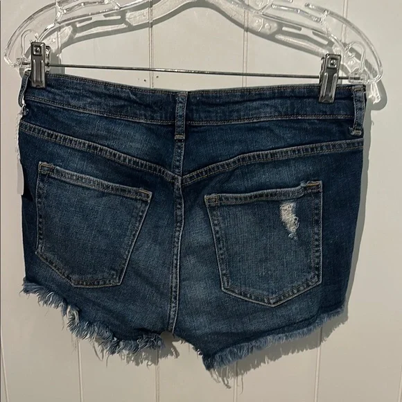 H&M Dark Blue Jean Shorts with Frayed Hem - Picture 3 of 3